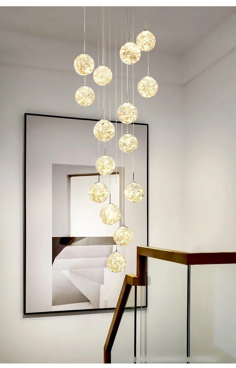 Hot Sale Starry Sky Staircase Chandelier Nordic Design Duplex Corridor Light