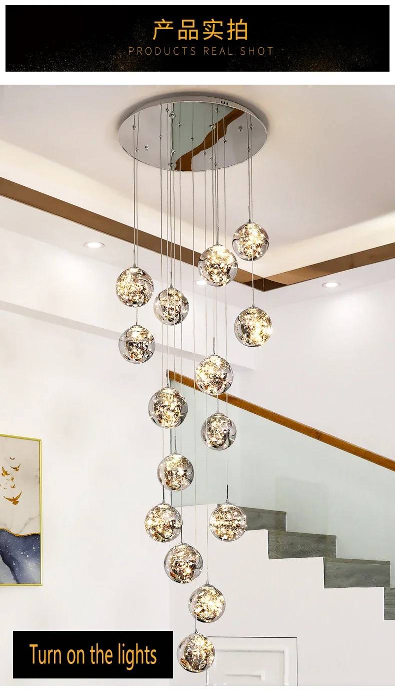 Hot Sale Starry Sky Staircase Chandelier Nordic Design Duplex Corridor Light