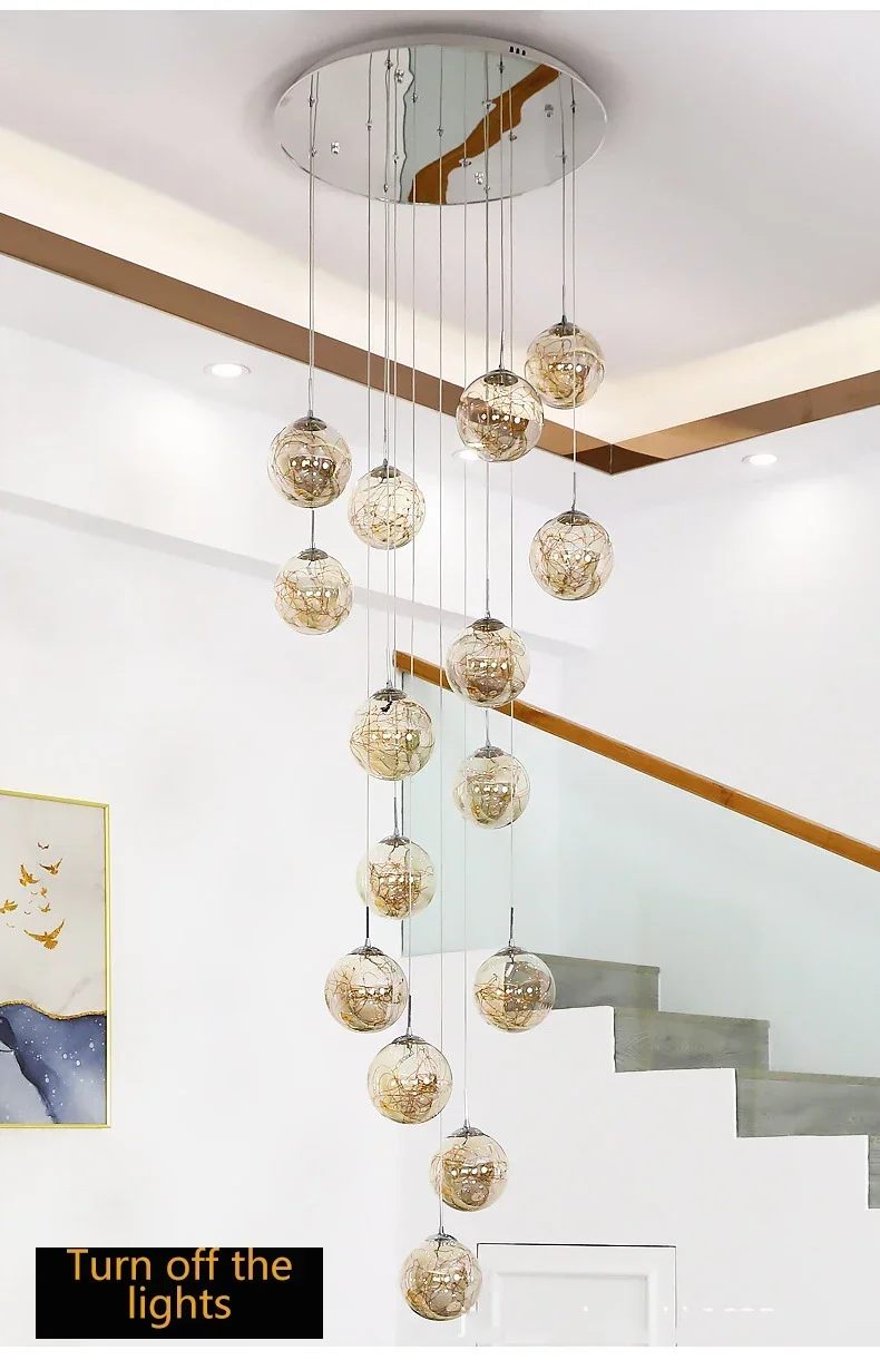 Hot Sale Starry Sky Staircase Chandelier Nordic Design Duplex Corridor Light