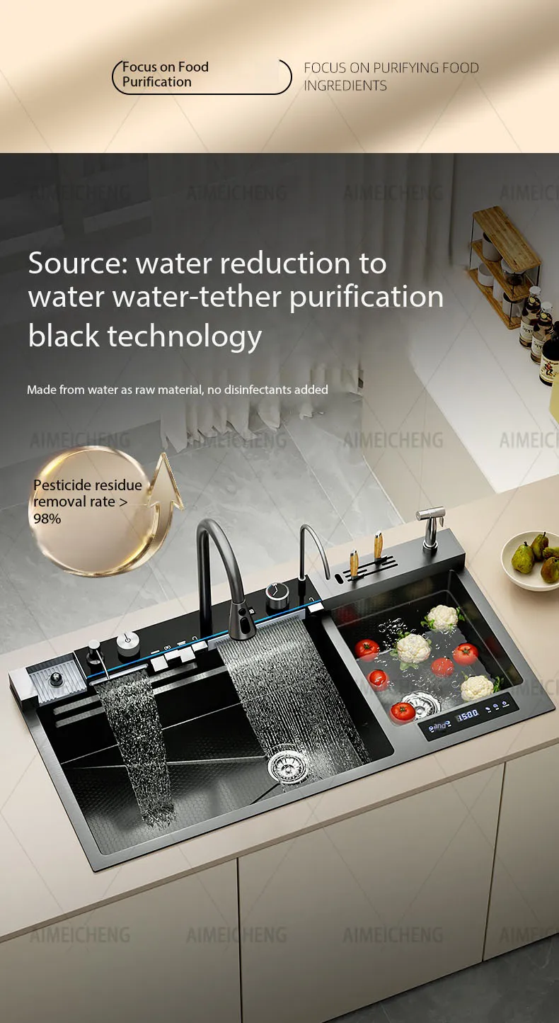 Household Smart Fruit & Vegetable Purification Double Sink