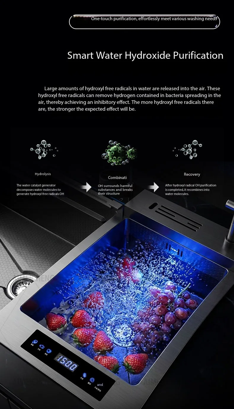 Household Smart Fruit & Vegetable Purification Double Sink