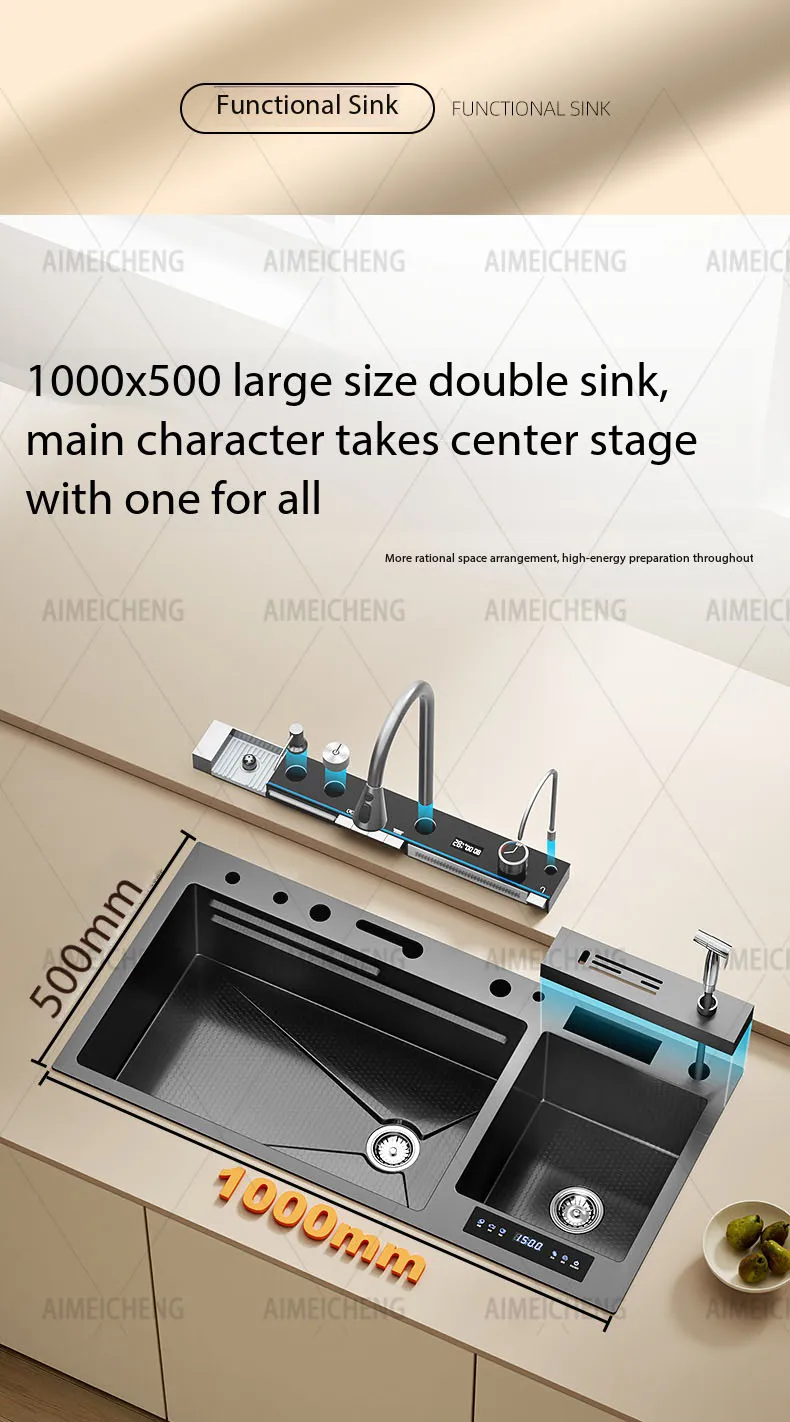 Household Smart Fruit & Vegetable Purification Double Sink