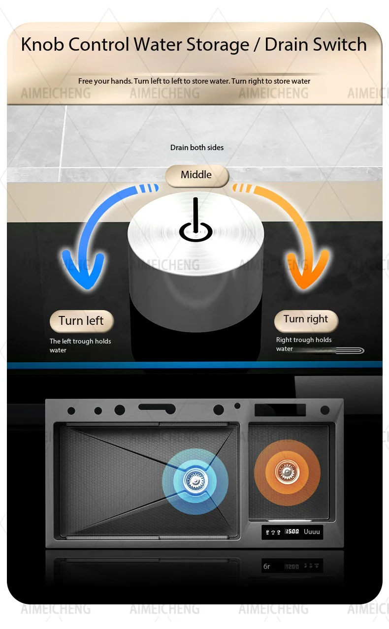 Household Smart Fruit & Vegetable Purification Double Sink
