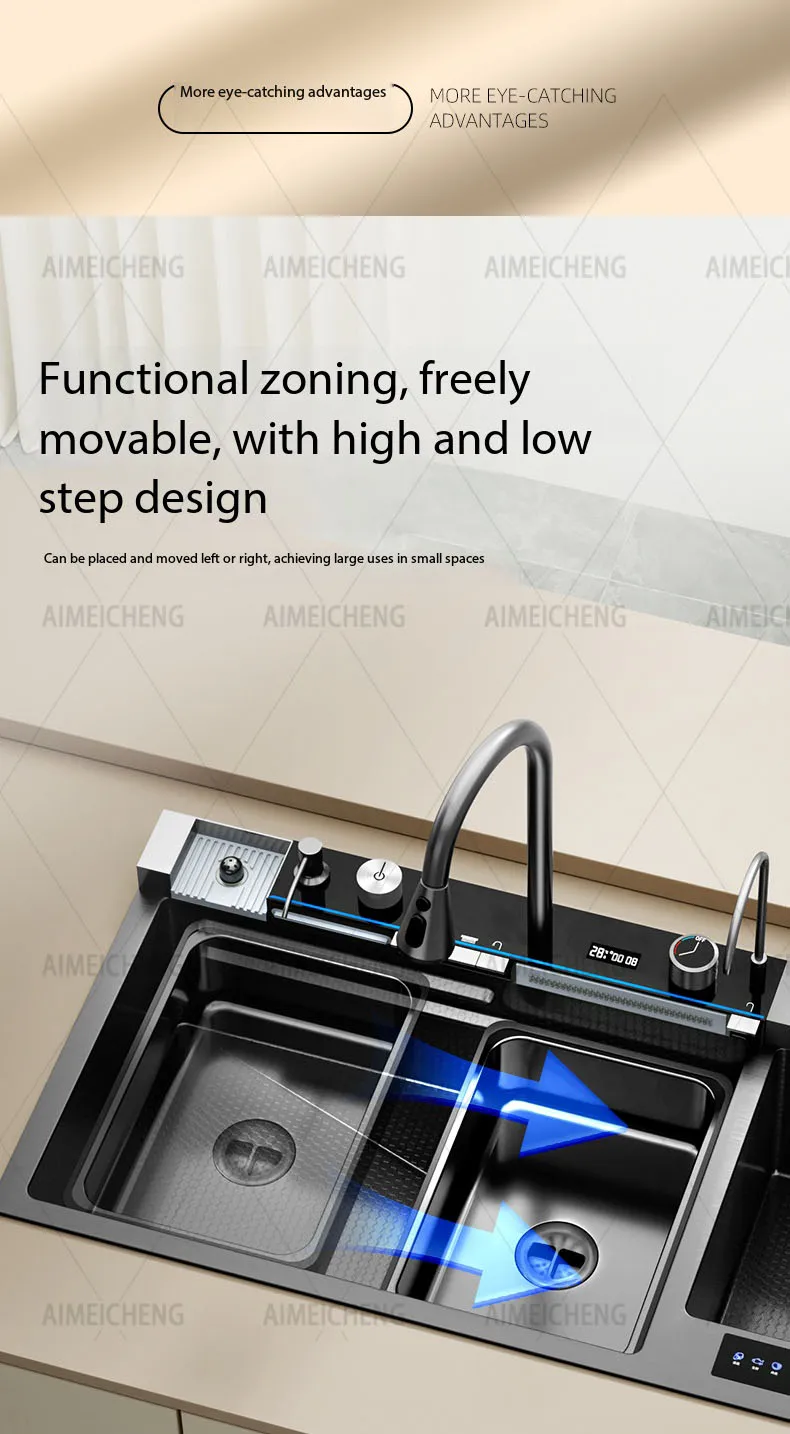 Household Smart Fruit & Vegetable Purification Double Sink