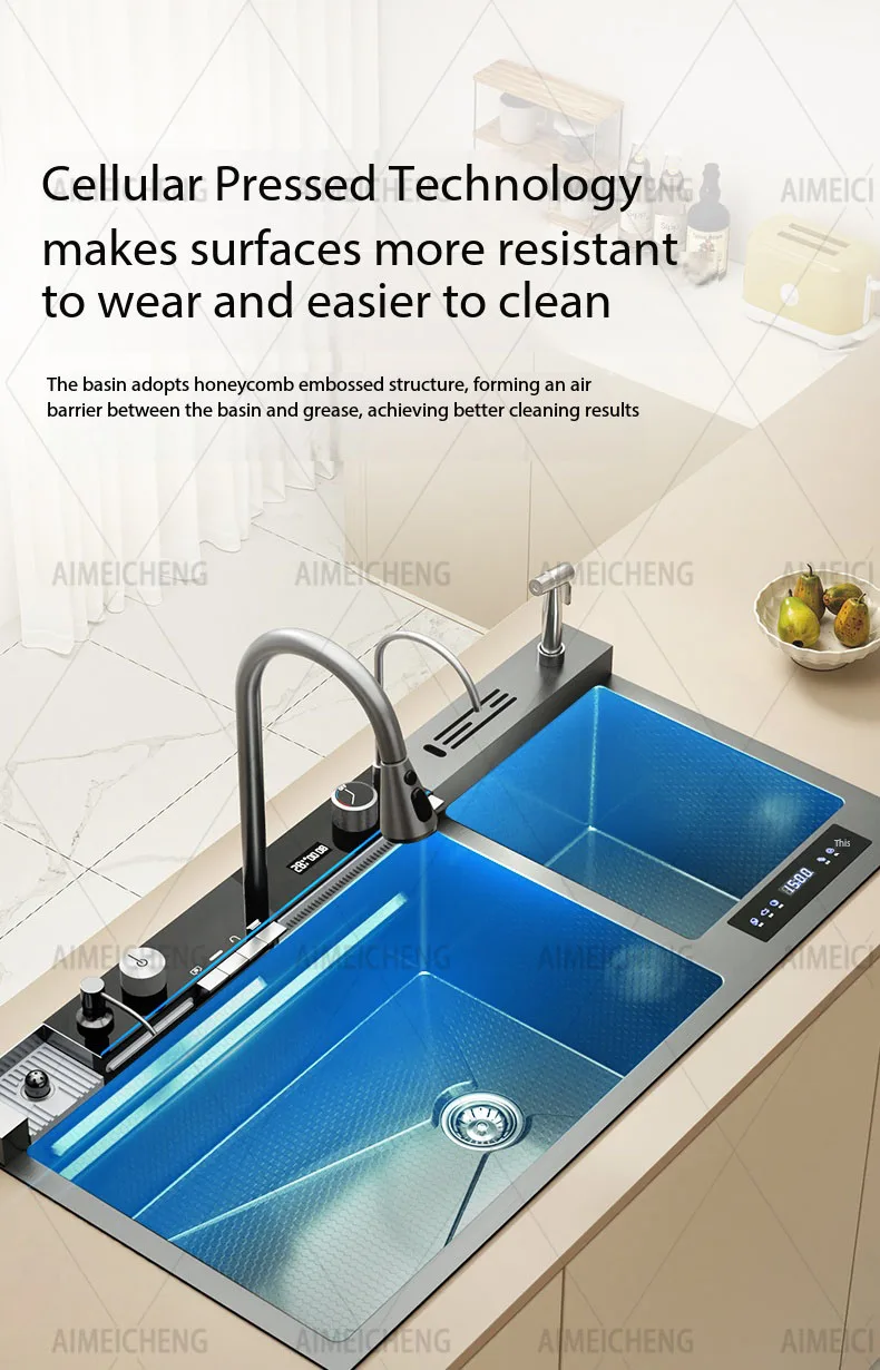 Household Smart Fruit & Vegetable Purification Double Sink