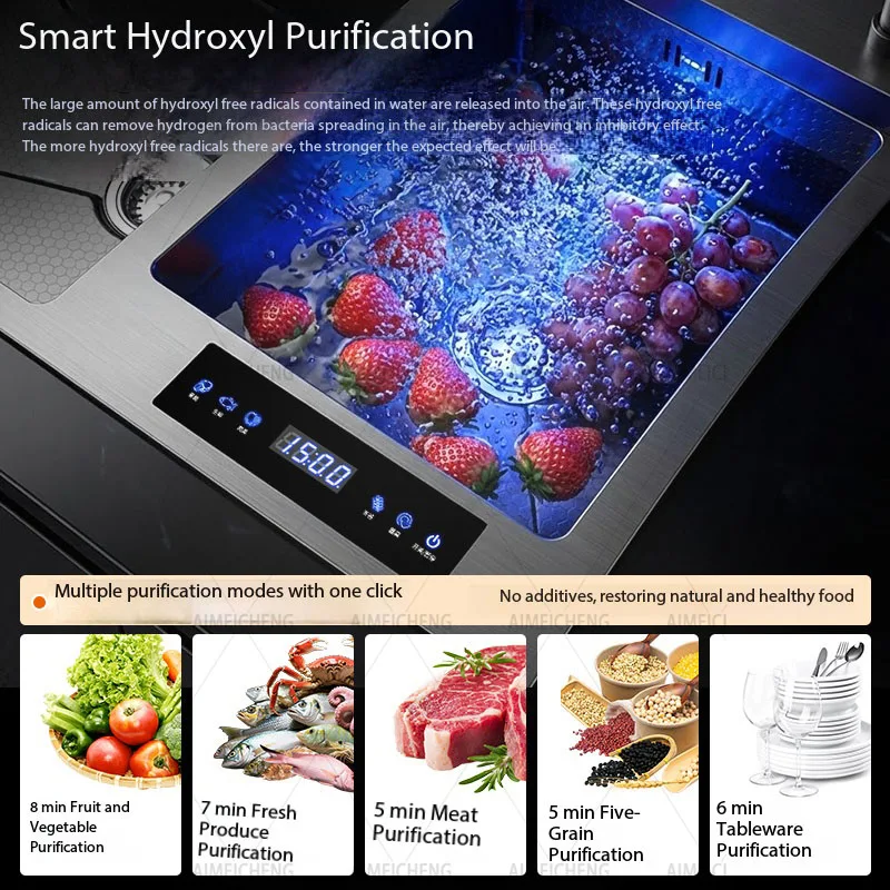 Household Smart Fruit & Vegetable Purification Double Sink KITCHEN & DINNING Color : MO6845|MO8045|MO8848|MO10050|MO7545 Household Smart Fruit & Vegetable Purification Double Sink KITCHEN & DINNING Color : MO6845|MO8045|MO8848|MO10050|MO7545