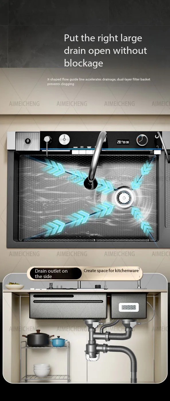 Household Smart Fruit & Vegetable Purification Double Sink