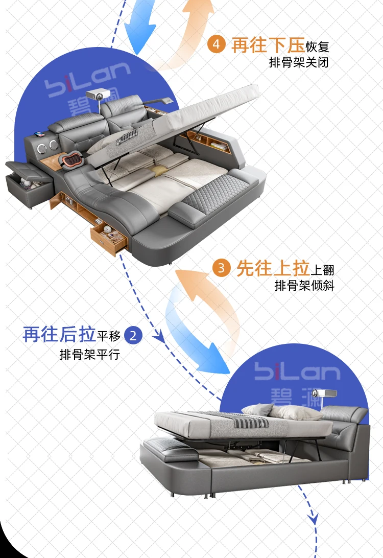 King Size Wooden European Luxury Queen Smart Bed