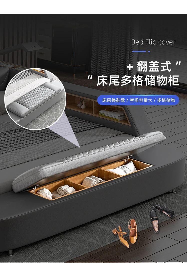 King Size Wooden European Luxury Queen Smart Bed