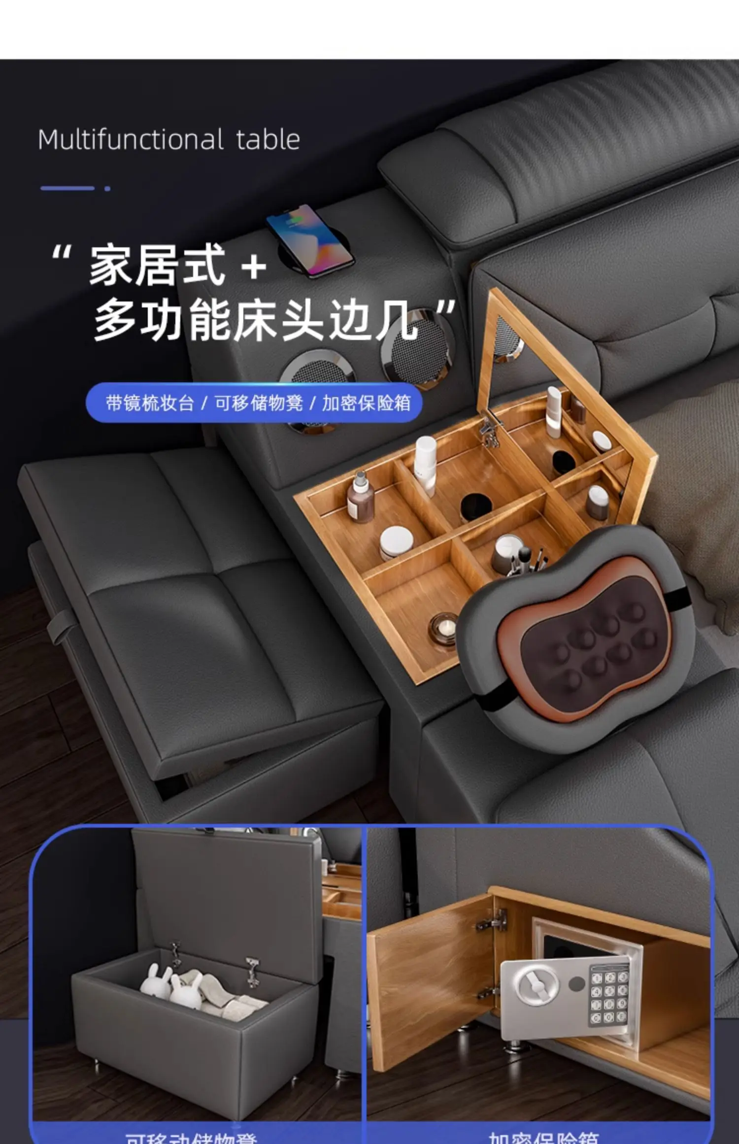 King Size Wooden European Luxury Queen Smart Bed