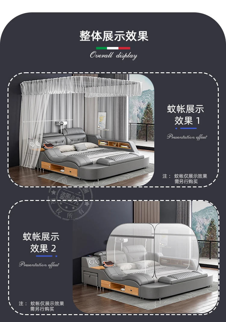 King Size Wooden European Luxury Queen Smart Bed