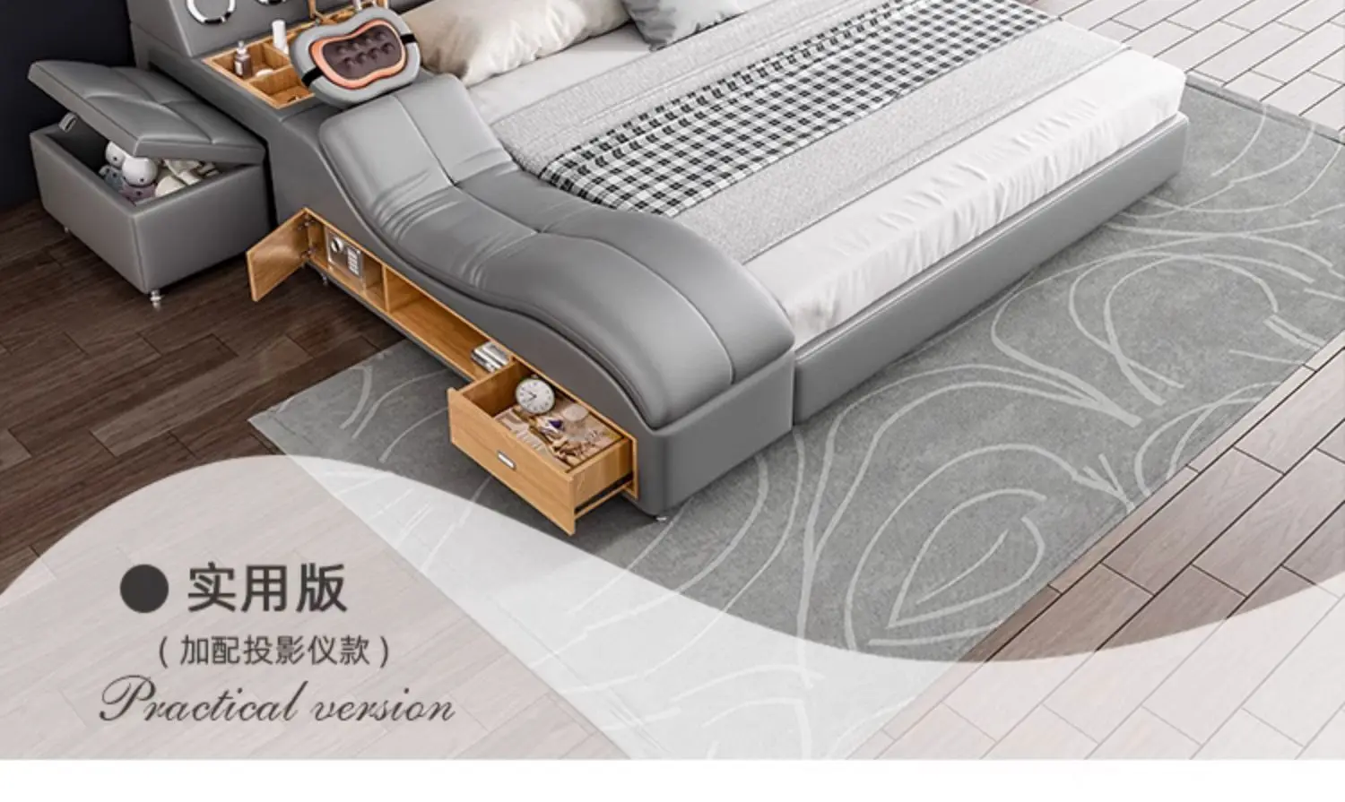 King Size Wooden European Luxury Queen Smart Bed