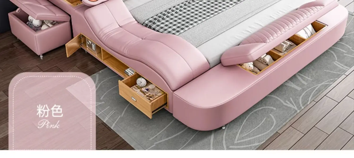 King Size Wooden European Luxury Queen Smart Bed