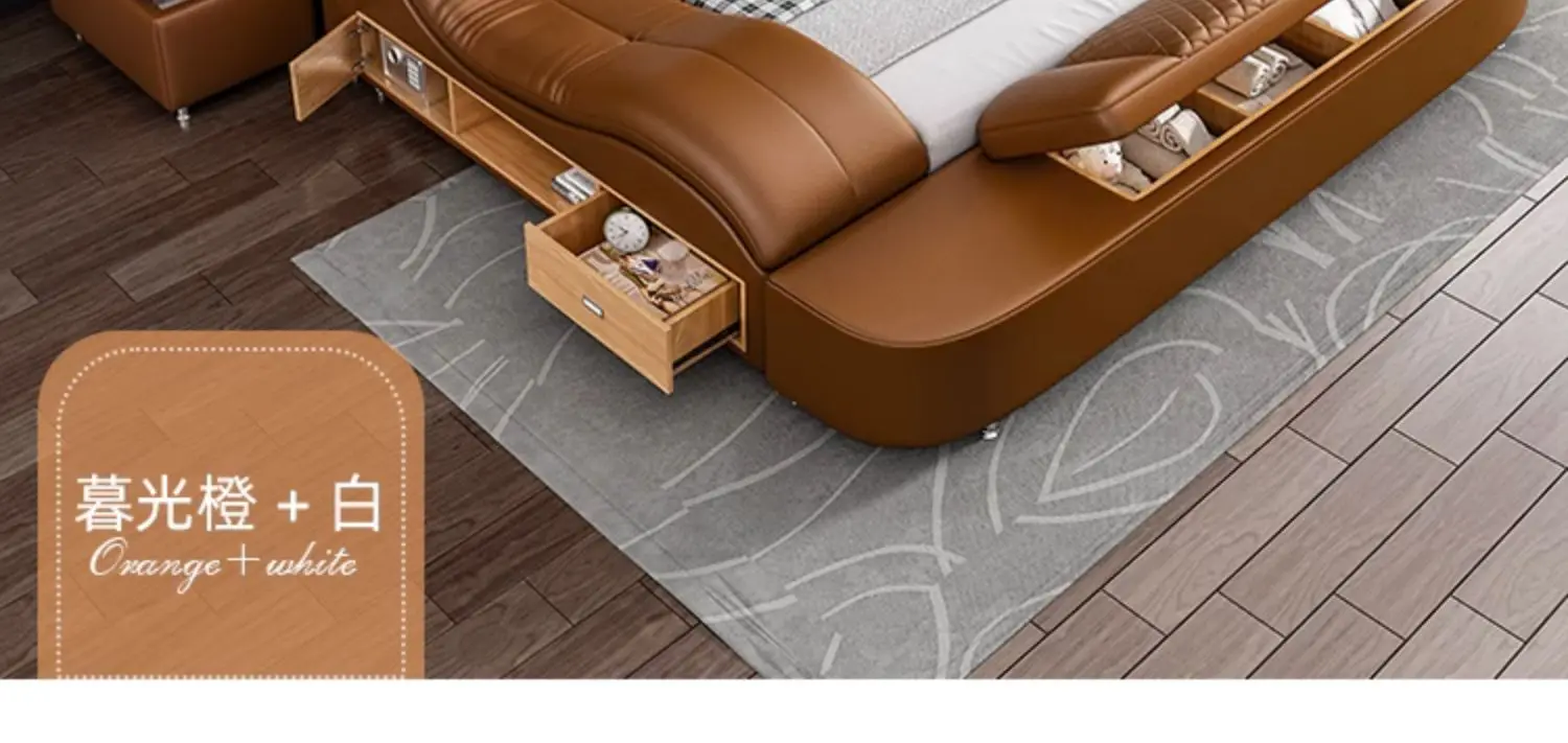 King Size Wooden European Luxury Queen Smart Bed