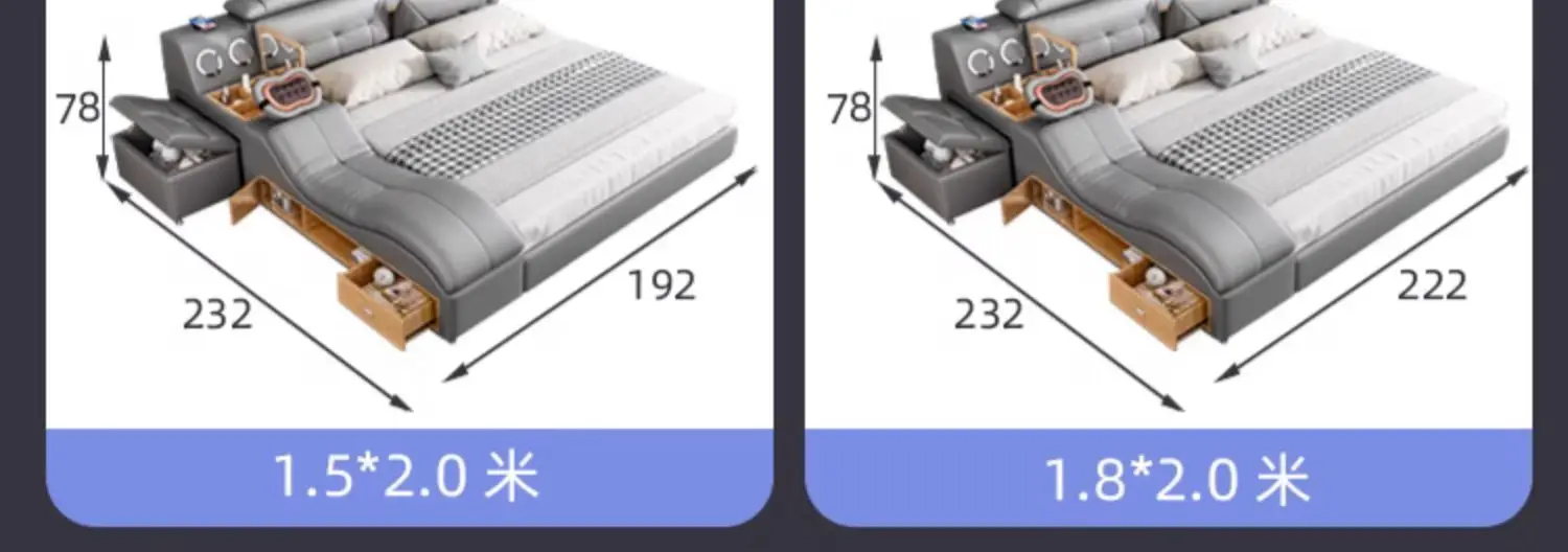 King Size Wooden European Luxury Queen Smart Bed