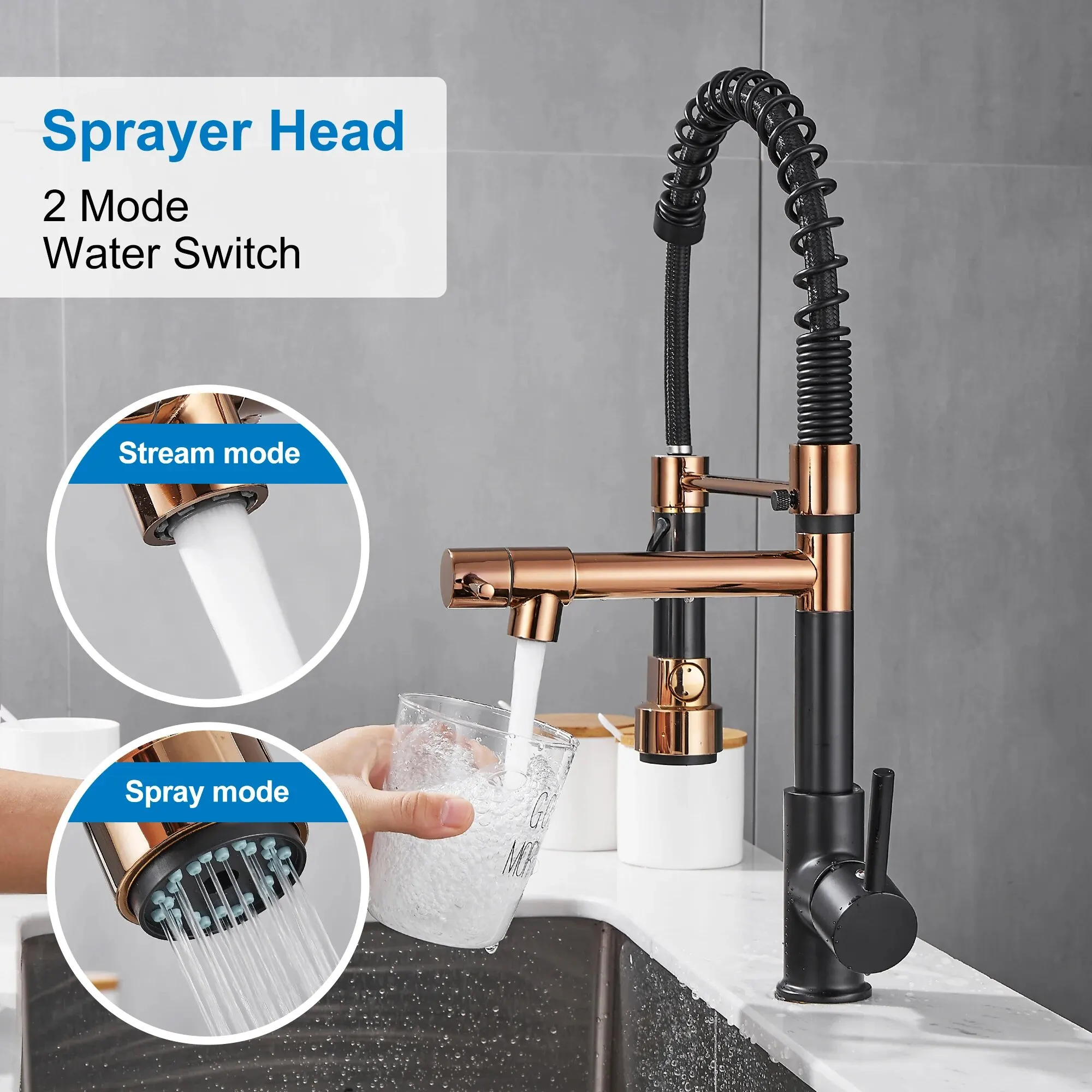 Kitchen Faucet with Pull Down Sprayer BATHROOM ACCESSORIES Color : 8100B|8100H|8100BG|8100N|8100G|8100RG|8100C Kitchen Faucet with Pull Down Sprayer BATHROOM ACCESSORIES Color : 8100B|8100H|8100BG|8100N|8100G|8100RG|8100C
