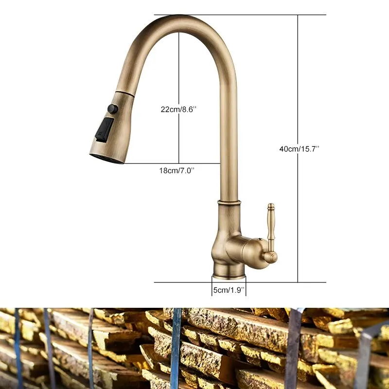 Kitchen Faucets Pull Out Antique Bronze Kitchen Sink Water Mixer Tap BATHROOM ACCESSORIES Color : Antique brass|Antique bronze|Red Kitchen Faucets Pull Out Antique Bronze Kitchen Sink Water Mixer Tap BATHROOM ACCESSORIES Color : Antique brass|Antique bronze|Red