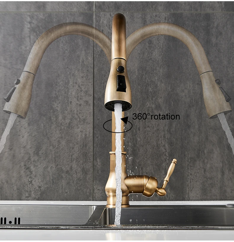 Kitchen Faucets Pull Out Antique Bronze Kitchen Sink Water Mixer Tap Kitchen Faucets Pull Out Antique Bronze Kitchen Sink Water Mixer Tap