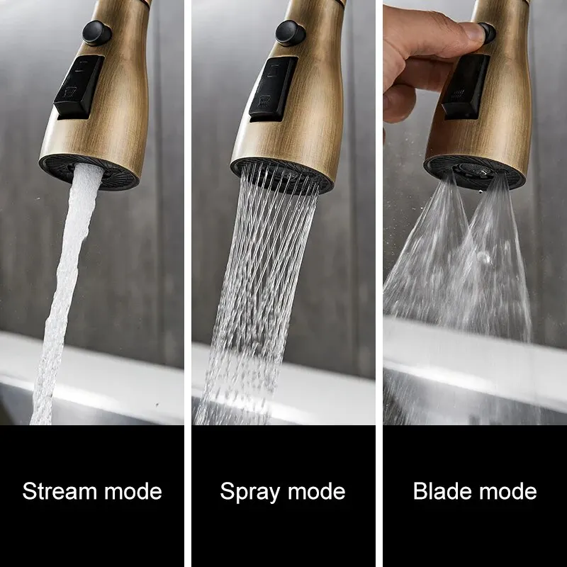 Kitchen Faucets Pull Out Antique Bronze Kitchen Sink Water Mixer Tap BATHROOM ACCESSORIES Color : Antique brass|Antique bronze|Red Kitchen Faucets Pull Out Antique Bronze Kitchen Sink Water Mixer Tap BATHROOM ACCESSORIES Color : Antique brass|Antique bronze|Red