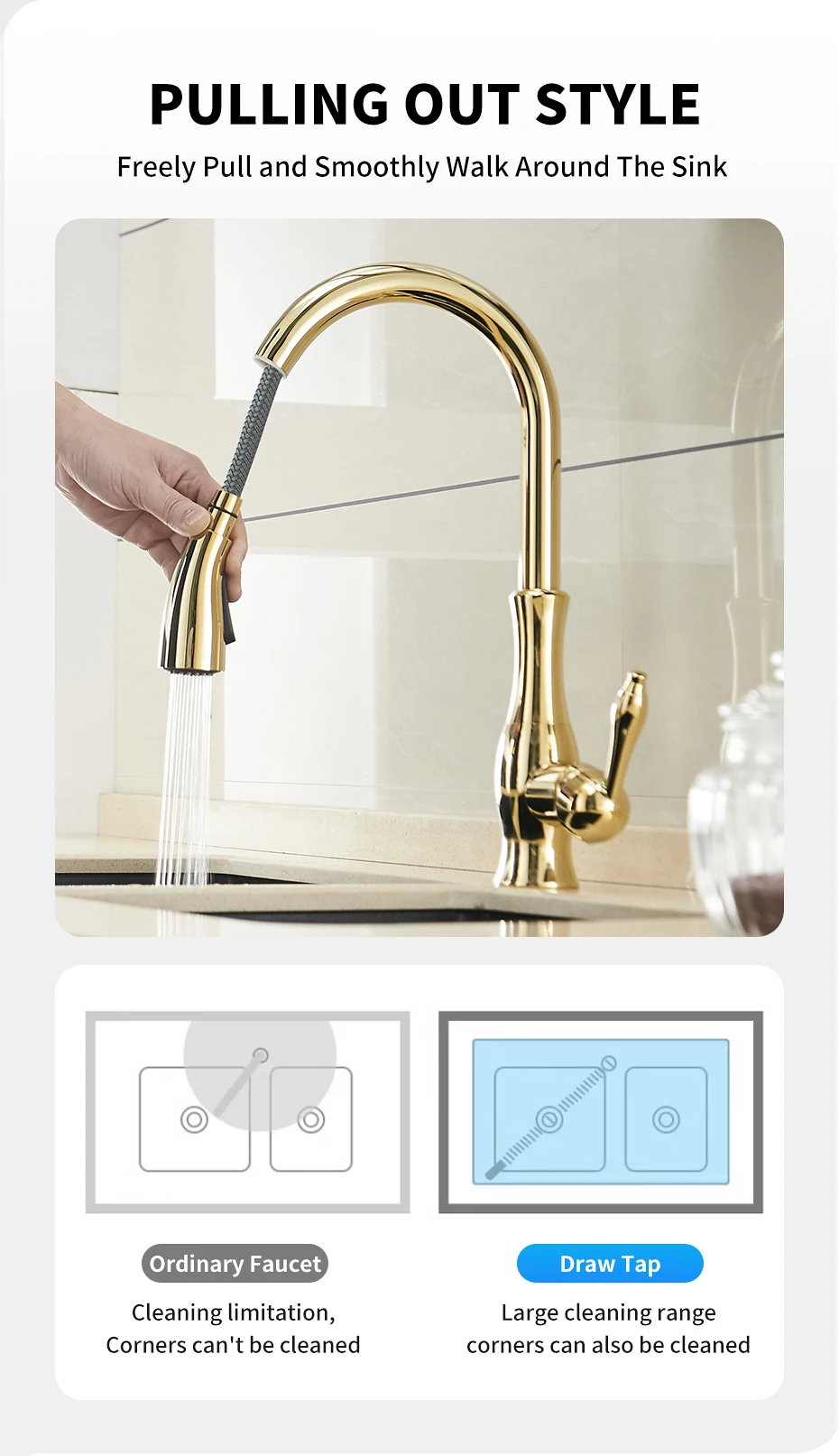 Kitchen Faucets Silver Single Handle Pull Out Kitchen Tap Kitchen Faucets Silver Single Handle Pull Out Kitchen Tap