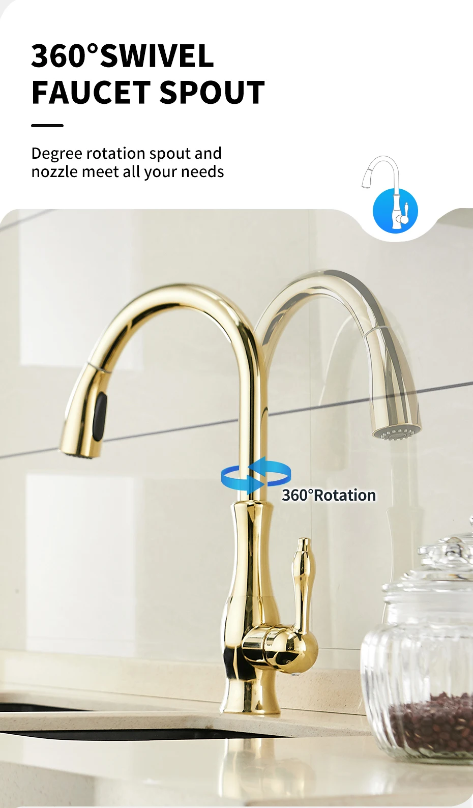 Kitchen Faucets Silver Single Handle Pull Out Kitchen Tap Kitchen Faucets Silver Single Handle Pull Out Kitchen Tap