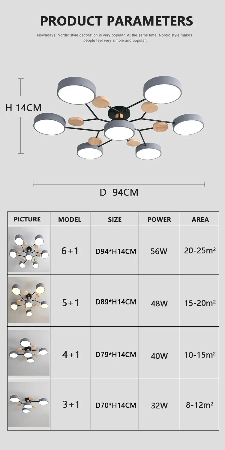 LED Chandelier with 3 Different Colors Suitable for Living Room