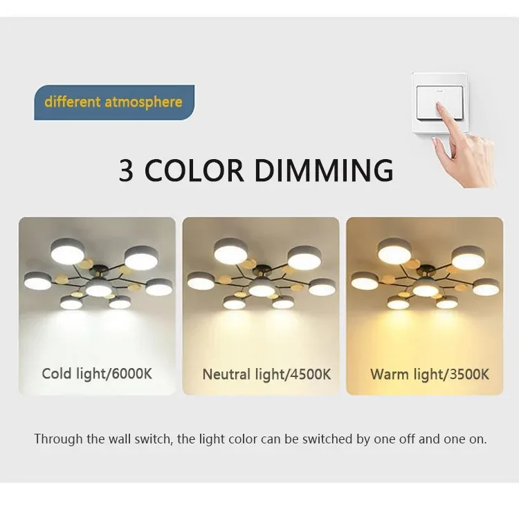 LED Chandelier with 3 Different Colors Suitable for Living Room