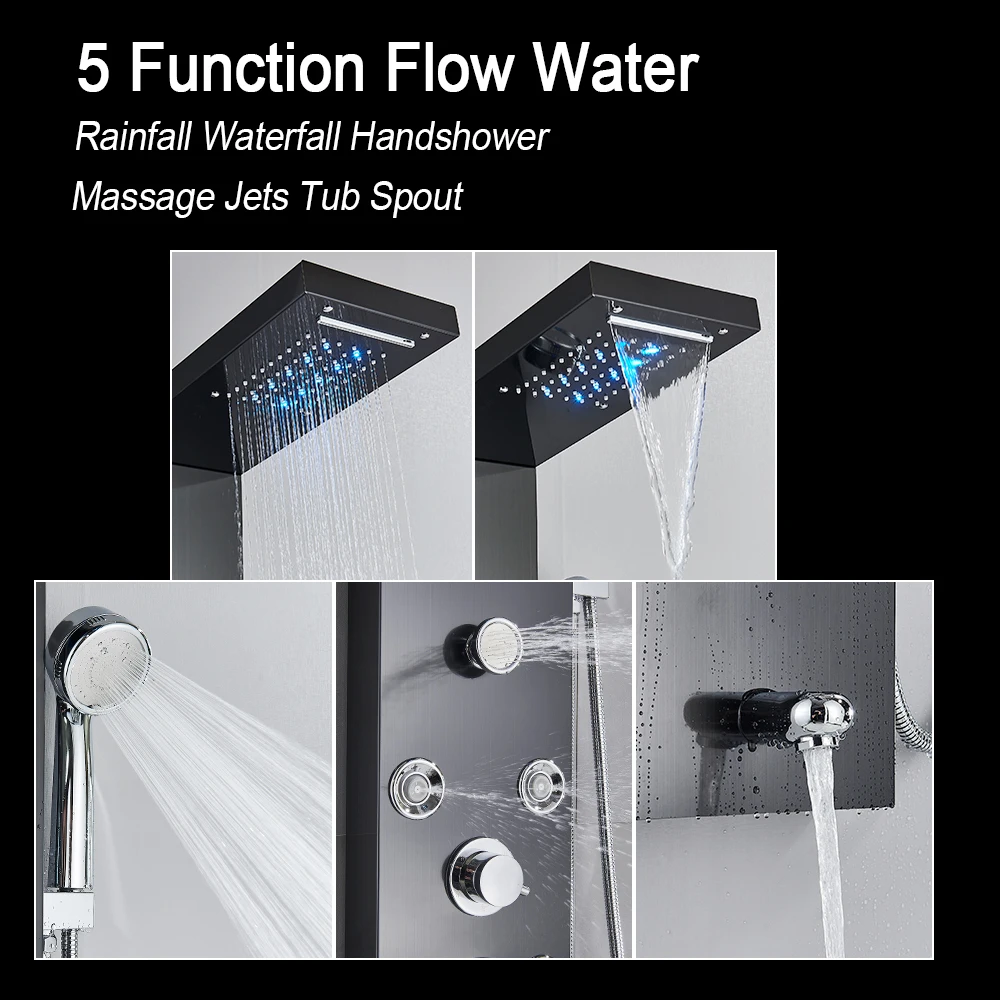 LED Light Shower Panel Waterfall Rain Digital Display Shower Faucet Set BATHROOM ACCESSORIES Color : Black 8006|brushed nickle 8006|black 8009|brushed nickle 8009|black 8013|brushed nickle 8013|black 8004|brushed nickle 8004|Black 8011|Brushed Nickel 8011|Black 8012|Brushed 8012|Black 9001|Black 6001|Brushed Nickel 6001|Brushed Nickel 9001|Gold 8009|Gold 8004 LED Light Shower Panel Waterfall Rain Digital Display Shower Faucet Set BATHROOM ACCESSORIES Color : Black 8006|brushed nickle 8006|black 8009|brushed nickle 8009|black 8013|brushed nickle 8013|black 8004|brushed nickle 8004|Black 8011|Brushed Nickel 8011|Black 8012|Brushed 8012|Black 9001|Black 6001|Brushed Nickel 6001|Brushed Nickel 9001|Gold 8009|Gold 8004