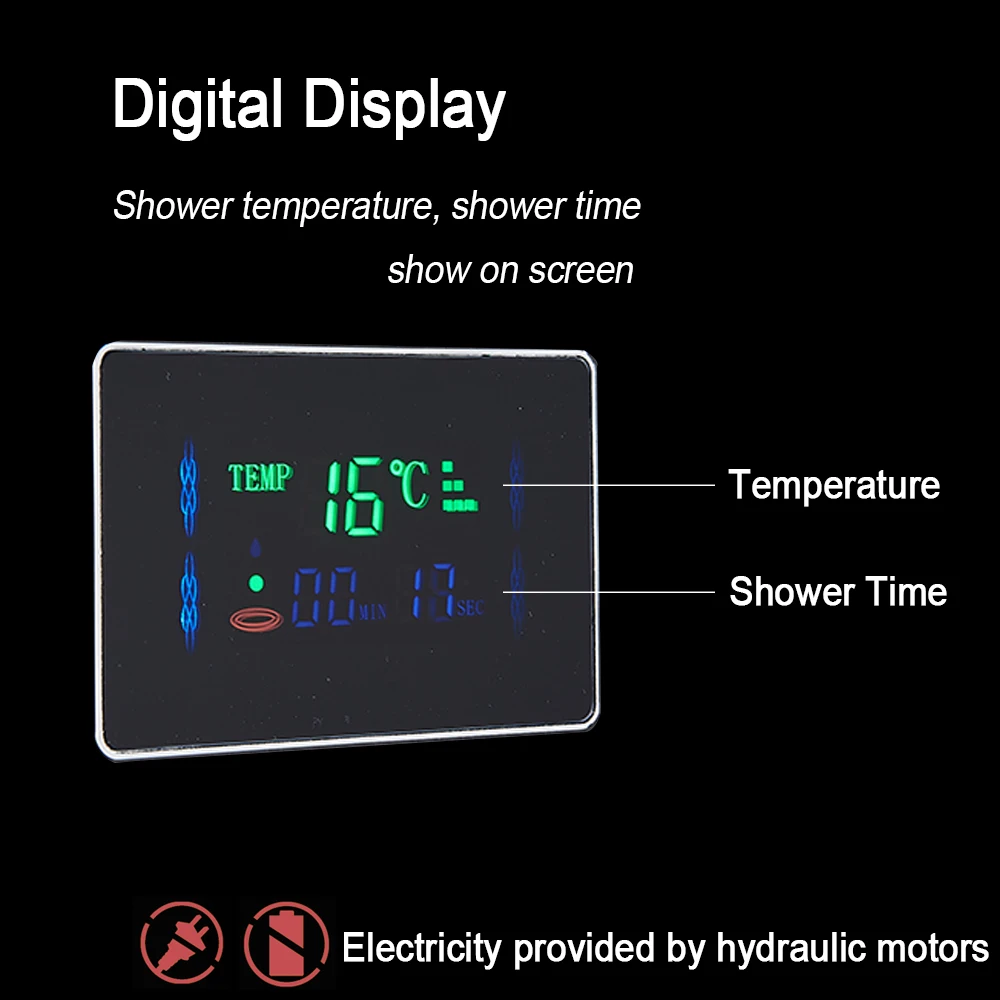 LED Light Shower Panel Waterfall Rain Digital Display Shower Faucet Set LED Light Shower Panel Waterfall Rain Digital Display Shower Faucet Set