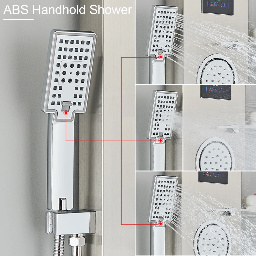 LED Light Shower Panel Waterfall Rain Digital Display Shower Faucet Set LED Light Shower Panel Waterfall Rain Digital Display Shower Faucet Set