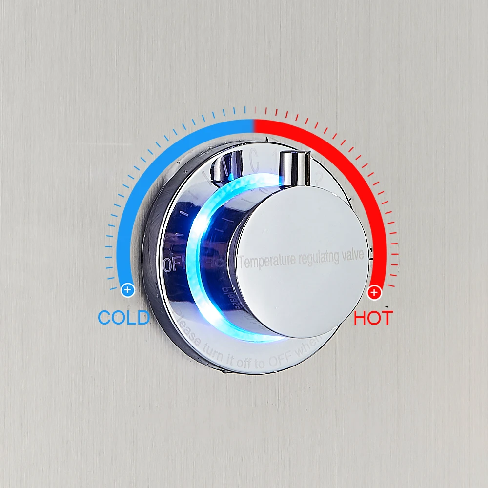 LED Light Shower Panel Waterfall Rain Digital Display Shower Faucet Set LED Light Shower Panel Waterfall Rain Digital Display Shower Faucet Set