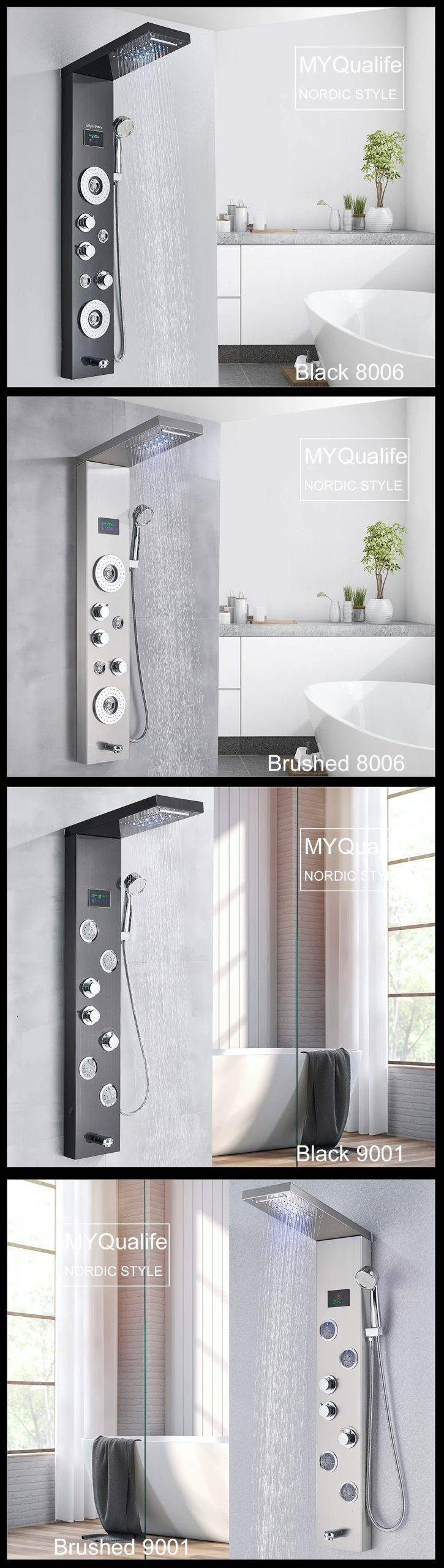 LED Light Shower Panel Waterfall Rain Digital Display Shower Faucet Set LED Light Shower Panel Waterfall Rain Digital Display Shower Faucet Set