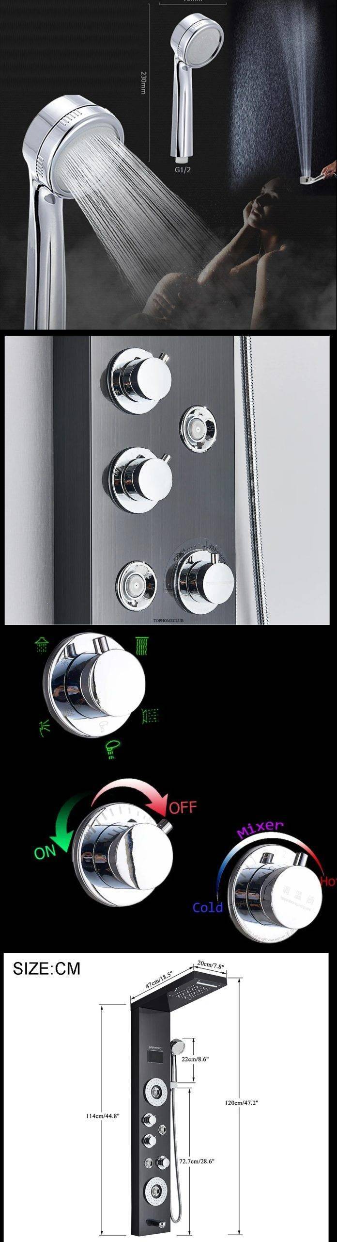 LED Light Shower Panel Waterfall Rain Digital Display Shower Faucet Set LED Light Shower Panel Waterfall Rain Digital Display Shower Faucet Set