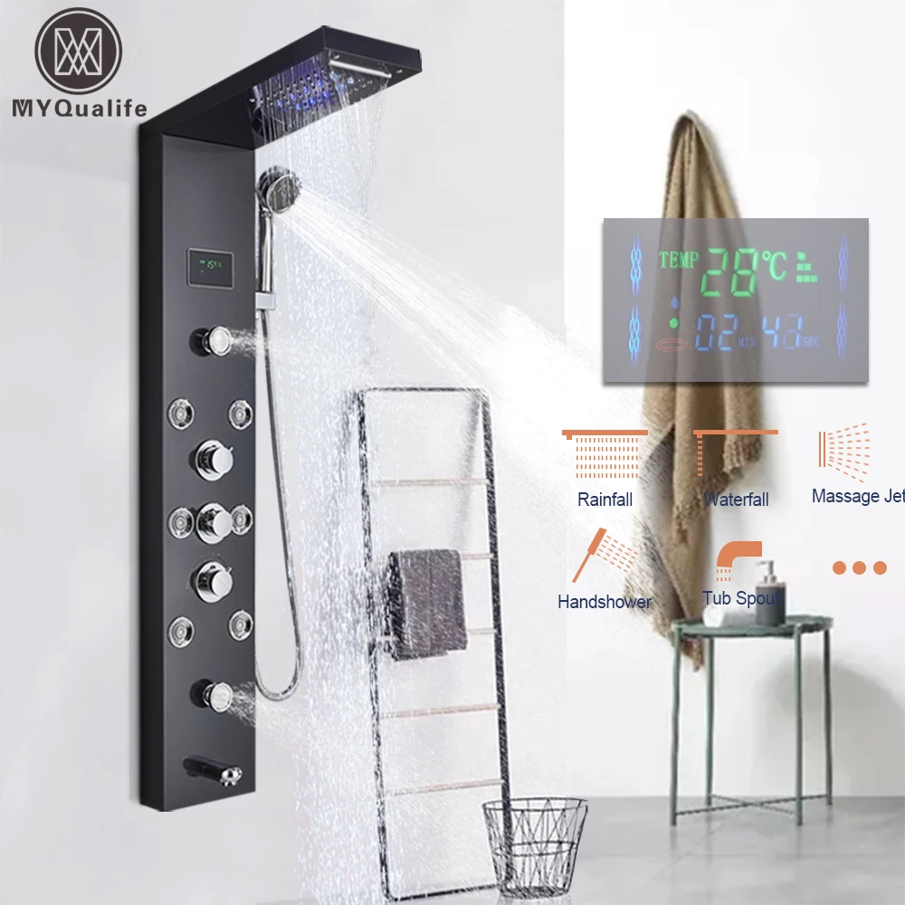 LED Light Shower Panel Waterfall Rain Digital Display Shower Faucet Set BATHROOM ACCESSORIES Color : Black 8006|brushed nickle 8006|black 8009|brushed nickle 8009|black 8013|brushed nickle 8013|black 8004|brushed nickle 8004|Black 8011|Brushed Nickel 8011|Black 8012|Brushed 8012|Black 9001|Black 6001|Brushed Nickel 6001|Brushed Nickel 9001|Gold 8009|Gold 8004 LED Light Shower Panel Waterfall Rain Digital Display Shower Faucet Set BATHROOM ACCESSORIES Color : Black 8006|brushed nickle 8006|black 8009|brushed nickle 8009|black 8013|brushed nickle 8013|black 8004|brushed nickle 8004|Black 8011|Brushed Nickel 8011|Black 8012|Brushed 8012|Black 9001|Black 6001|Brushed Nickel 6001|Brushed Nickel 9001|Gold 8009|Gold 8004