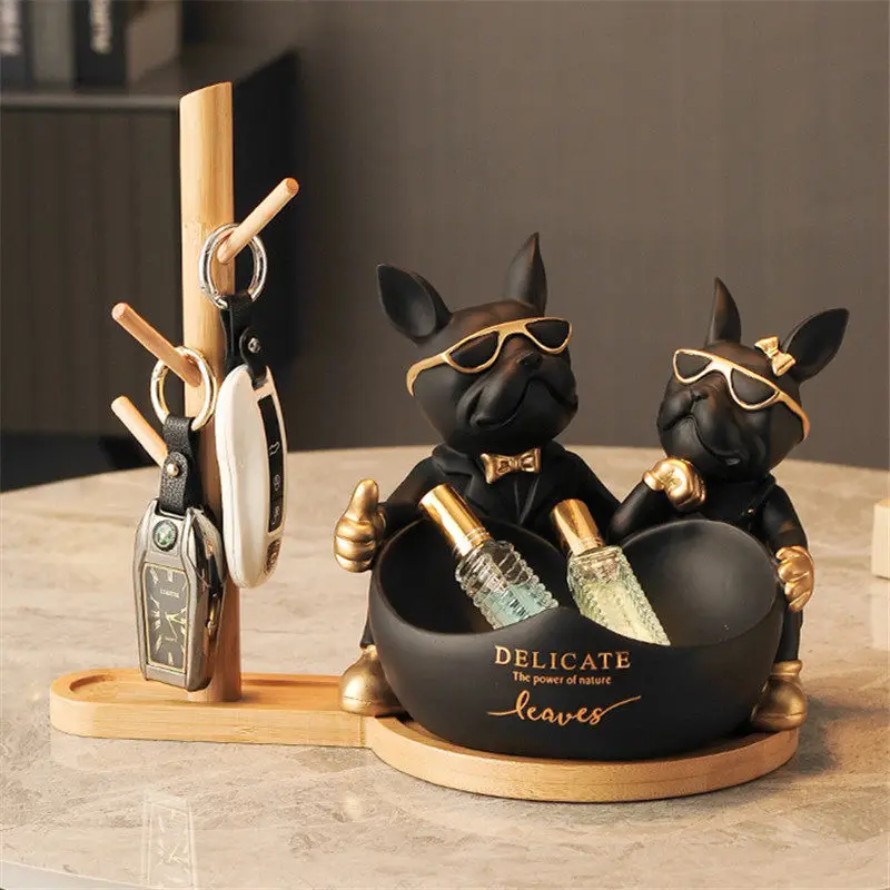 Lovers Bulldog Statue with Bowl Storage Box For Keys FIGURINES & MINIATURES Color : black|green Lovers Bulldog Statue with Bowl Storage Box For Keys FIGURINES & MINIATURES Color : black|green