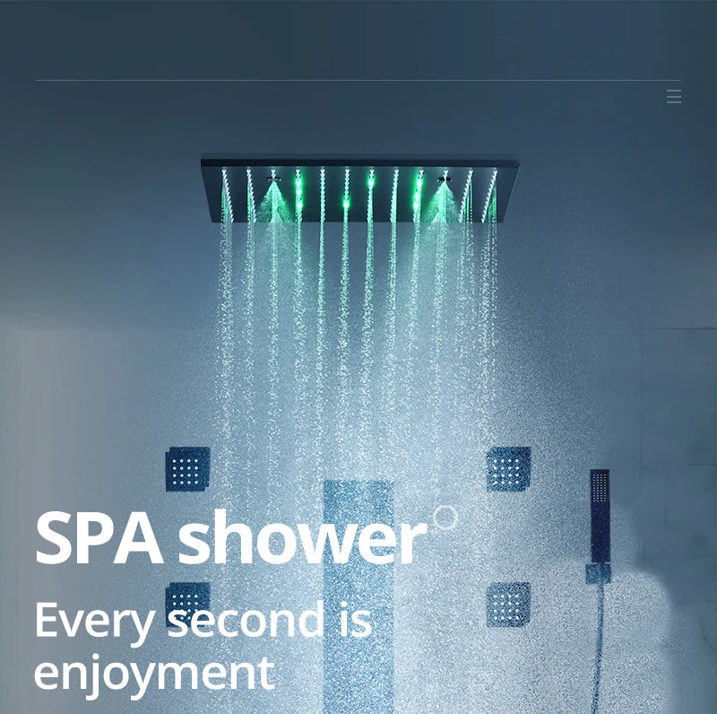 Luxury 16/20 Inch 400/500mm Rainfall Mist Spray LED Shower Head Set