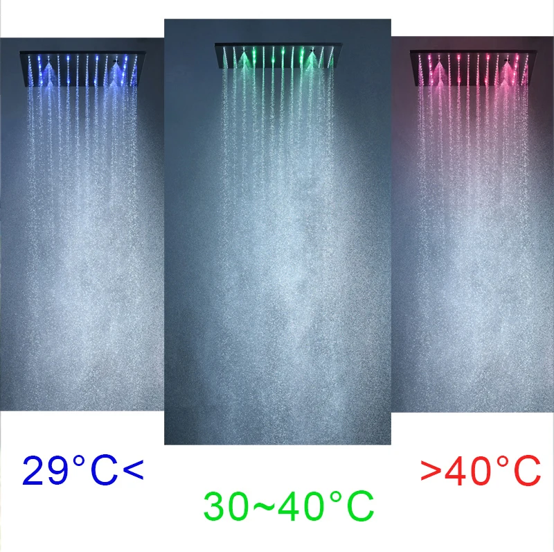 Luxury 16/20 Inch 400/500mm Rainfall Mist Spray LED Shower Head Set