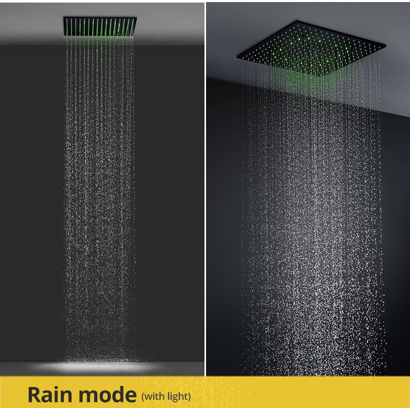 Luxury 16/20 Inch 400/500mm Rainfall Mist Spray LED Shower Head Set