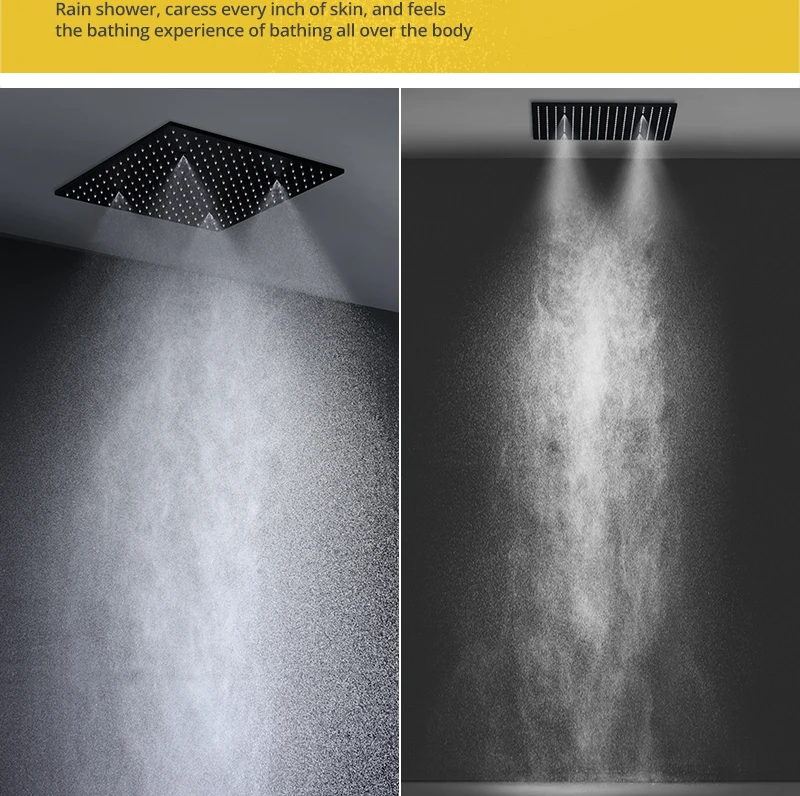 Luxury 16/20 Inch 400/500mm Rainfall Mist Spray LED Shower Head Set