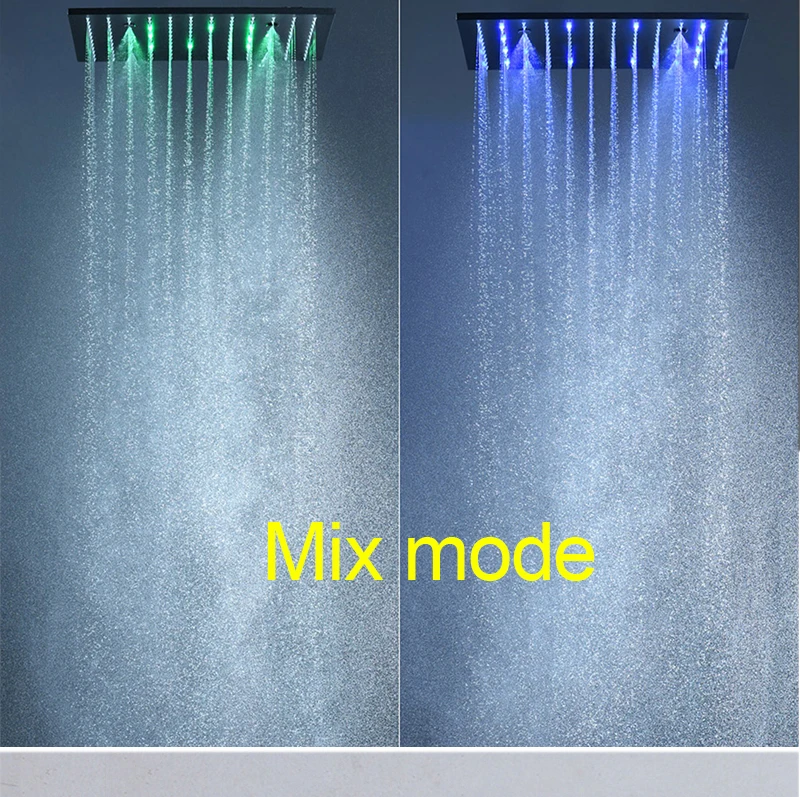Luxury 16/20 Inch 400/500mm Rainfall Mist Spray LED Shower Head Set