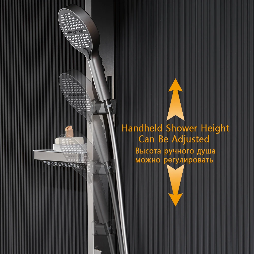 Luxury Bathroom Smart Rainfall Shower System Wall Mounted LED Digital Display Temperature Mixer Waterfall Rain Shower Faucet Set Luxury Bathroom Smart Rainfall Shower System Wall Mounted LED Digital Display Temperature Mixer Waterfall Rain Shower Faucet Set