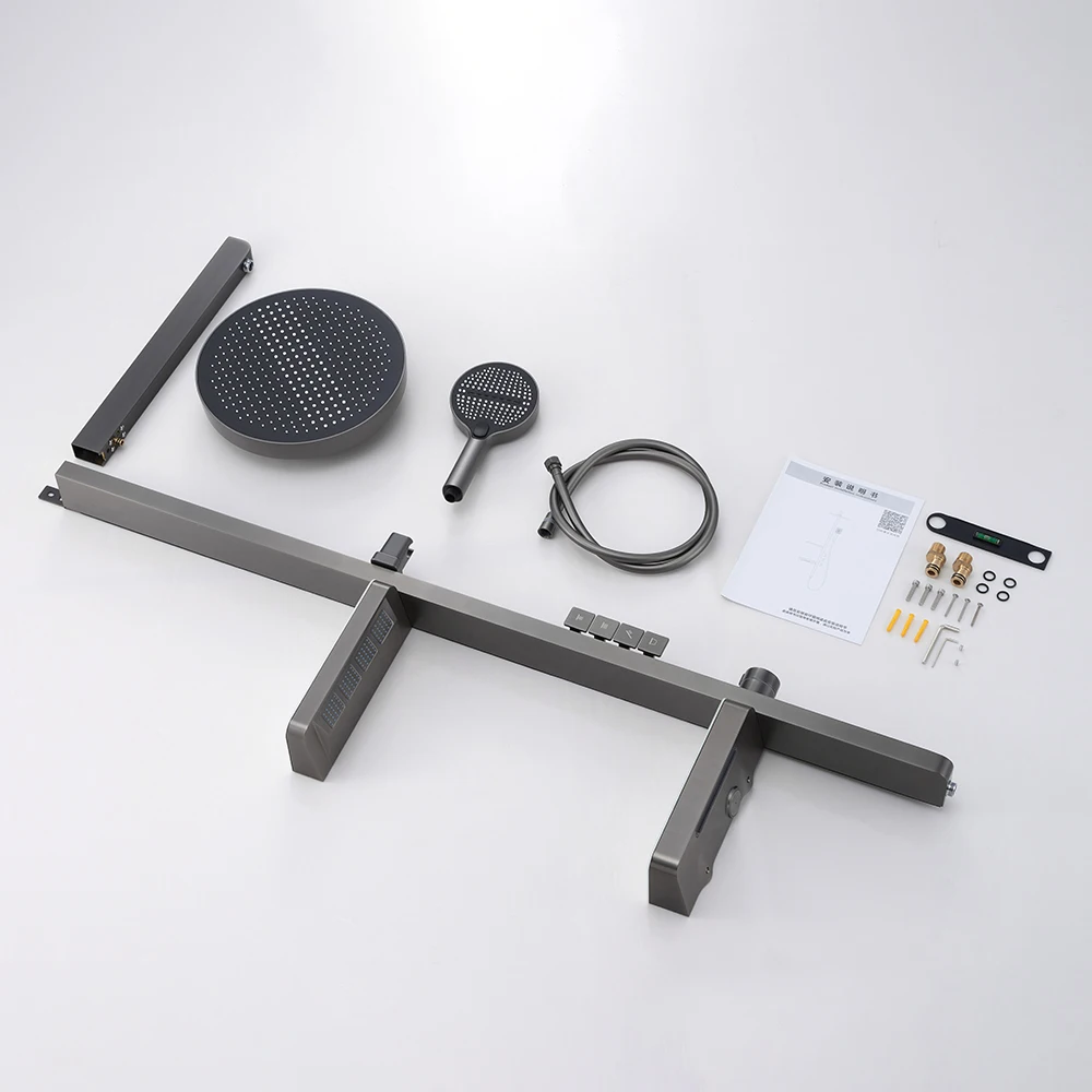 Luxury Bathroom Smart Rainfall Shower System Wall Mounted LED Digital Display Temperature Mixer Waterfall Rain Shower Faucet Set Luxury Bathroom Smart Rainfall Shower System Wall Mounted LED Digital Display Temperature Mixer Waterfall Rain Shower Faucet Set