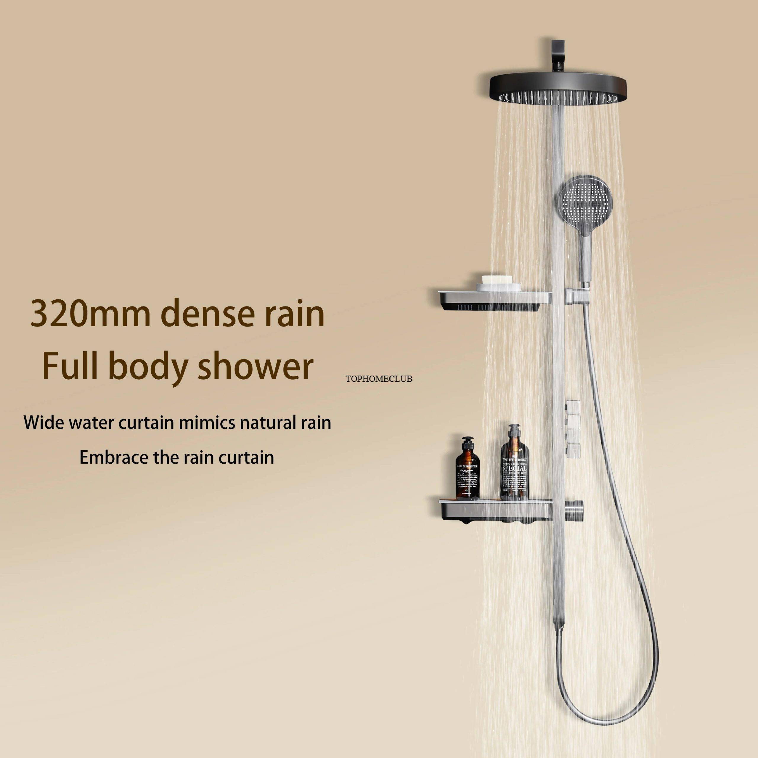 Luxury Bathroom Smart Rainfall Shower System Wall Mounted LED Digital Display Temperature Mixer Waterfall Rain Shower Faucet Set Luxury Bathroom Smart Rainfall Shower System Wall Mounted LED Digital Display Temperature Mixer Waterfall Rain Shower Faucet Set