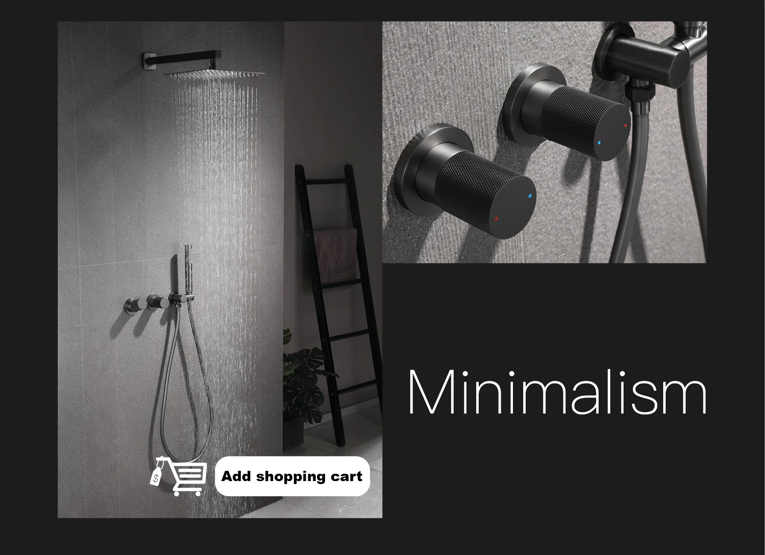 Luxury Brass Gunmetal LED Display Thermostatic Shower System