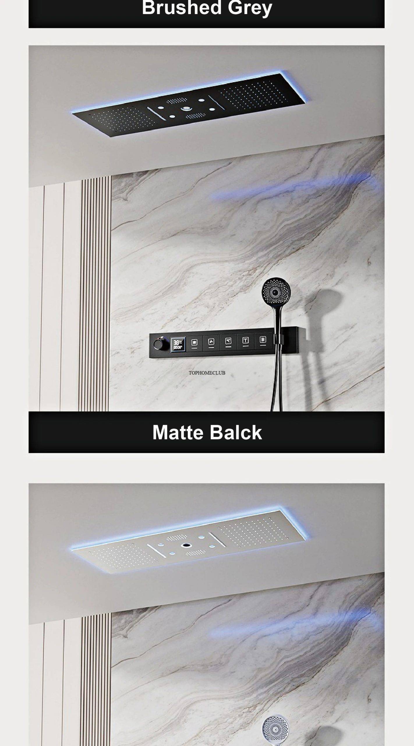 Luxury Brass Gunmetal LED Display Thermostatic Shower System