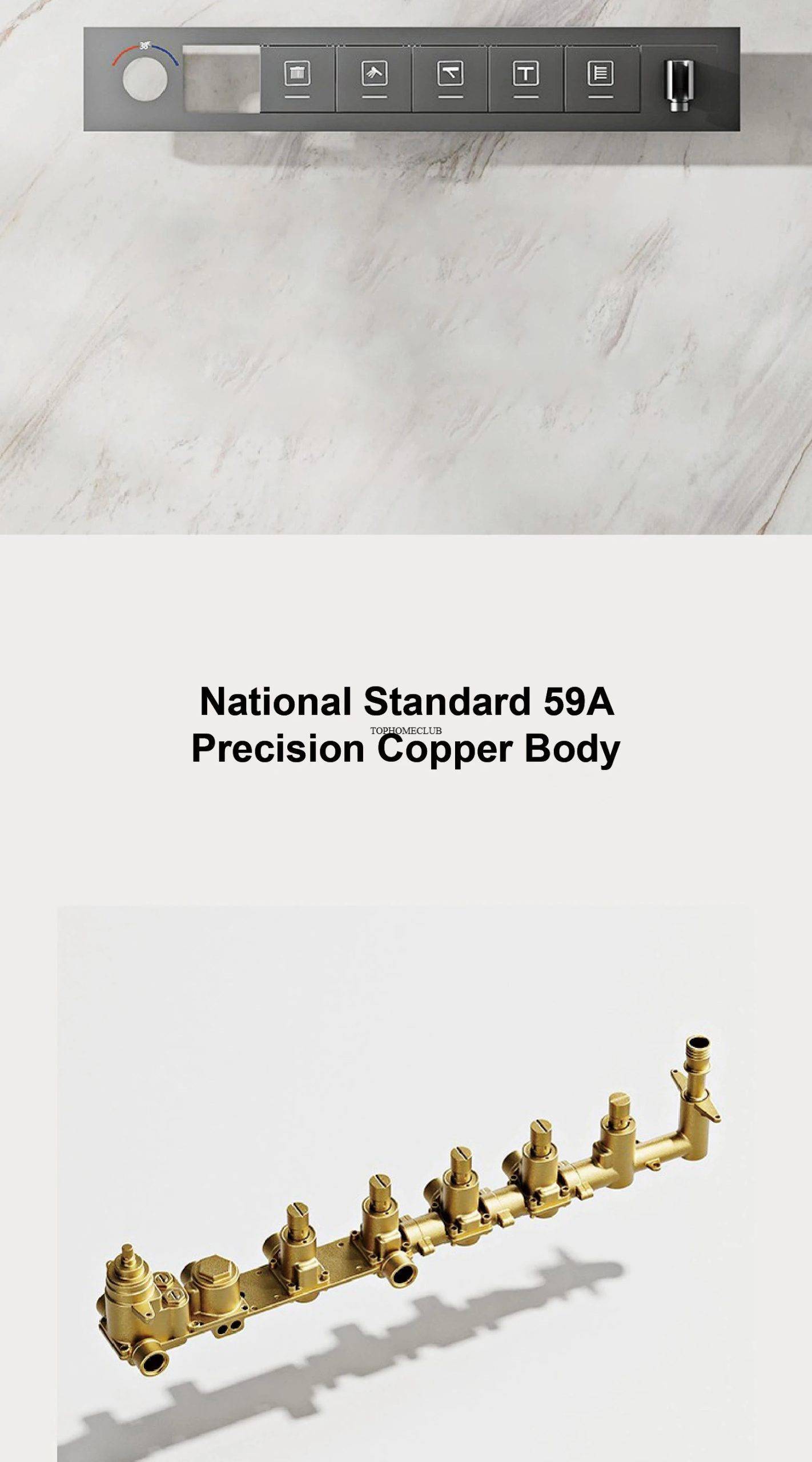 Luxury Brass Gunmetal LED Display Thermostatic Shower System