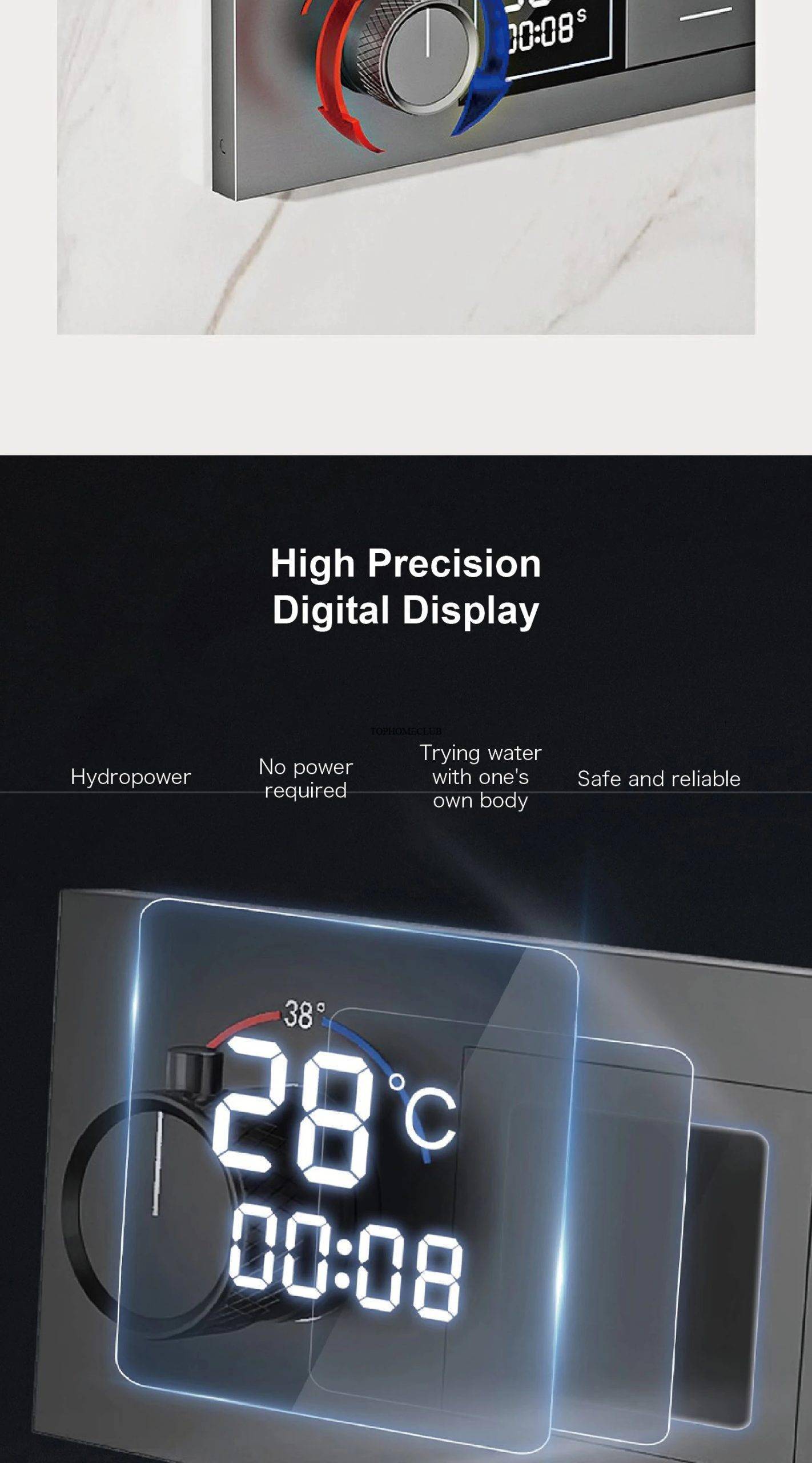 Luxury Brass Gunmetal LED Display Thermostatic Shower System