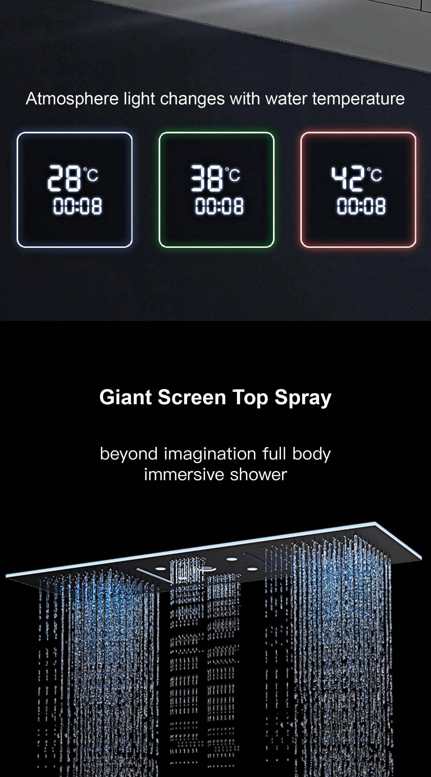 Luxury Brass Gunmetal LED Display Thermostatic Shower System