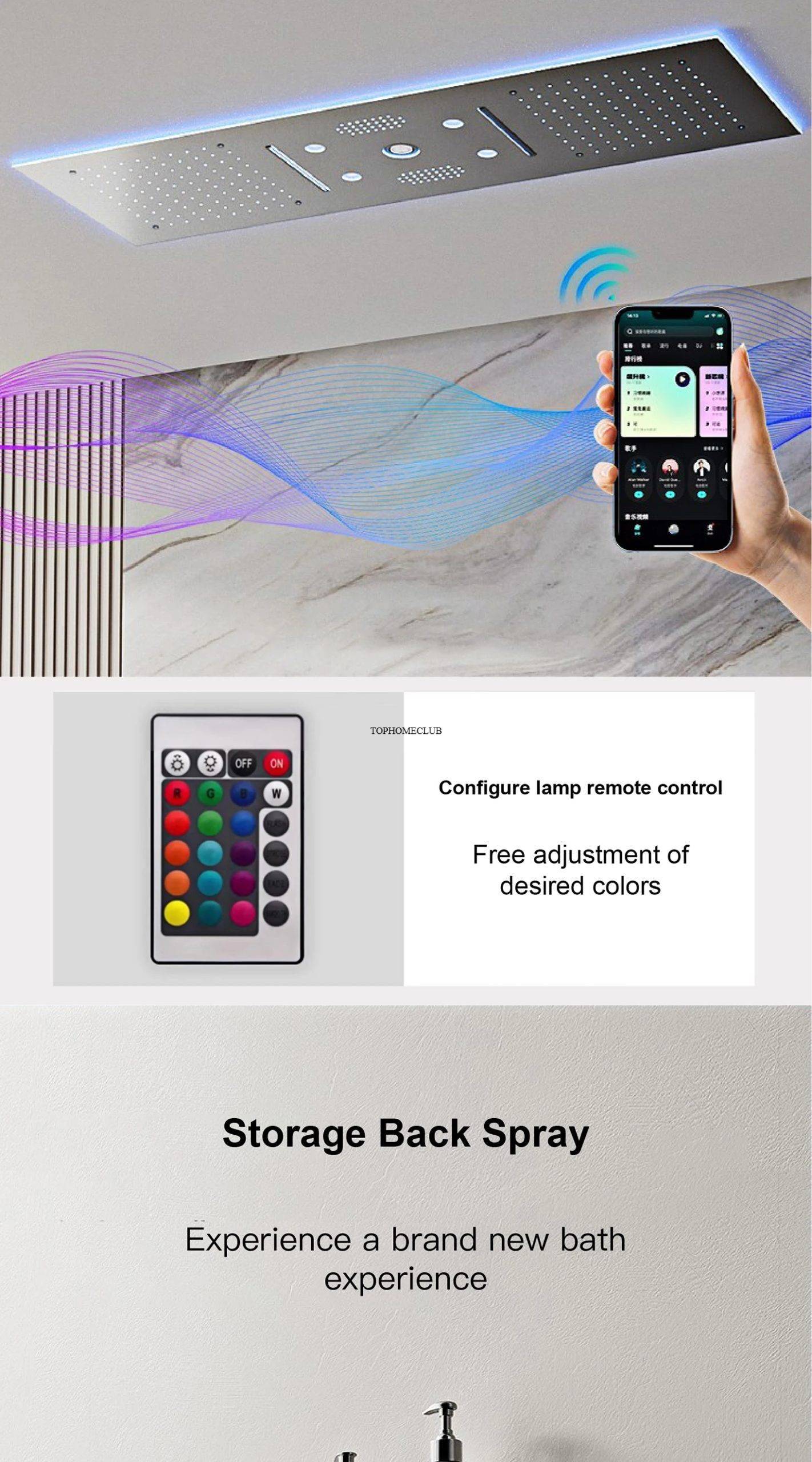 Luxury Brass Gunmetal LED Display Thermostatic Shower System