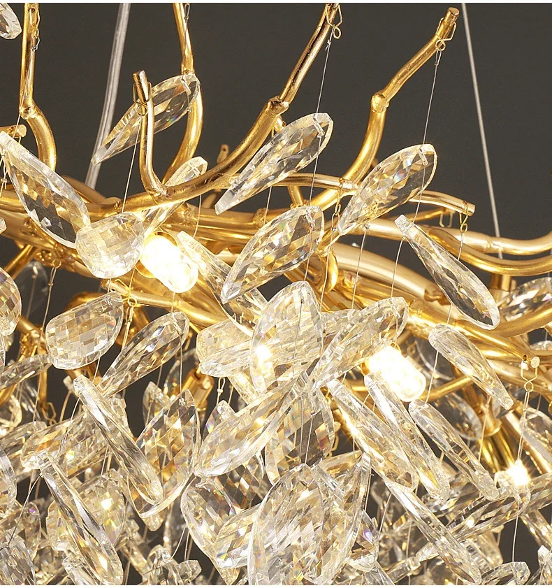 Luxury Gold Crystal LED Chandeliers Living Dining Room Luxury Gold Crystal LED Chandeliers Living Dining Room